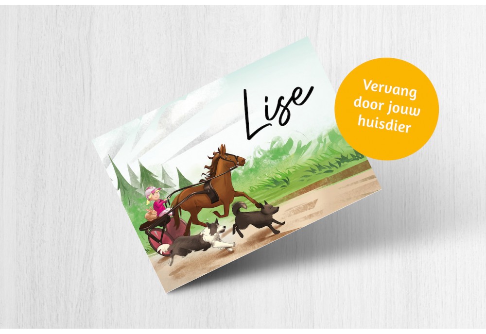 Paardenkoets met dieren meisje